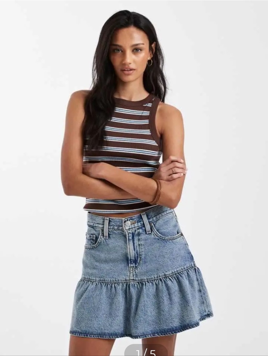 Levi's Flounce Denim Mini Skirt In Blue Wash - Size 33